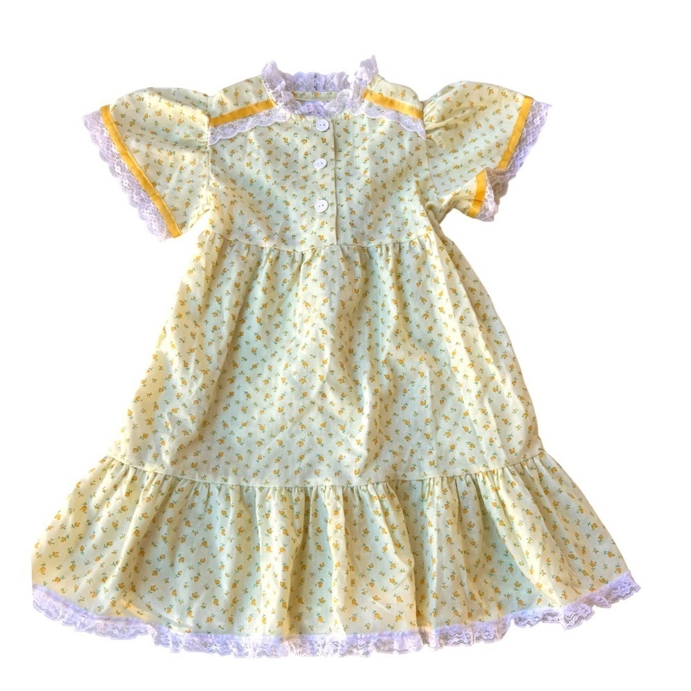 Sears Yellow Floral Kids Dress Size 6
